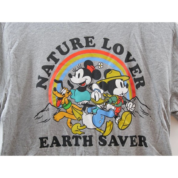 Disney Mickey and‎ Minnie Mouse Graphic Print Gray T-Shirt Unisex Size L - Picture 2 of 6